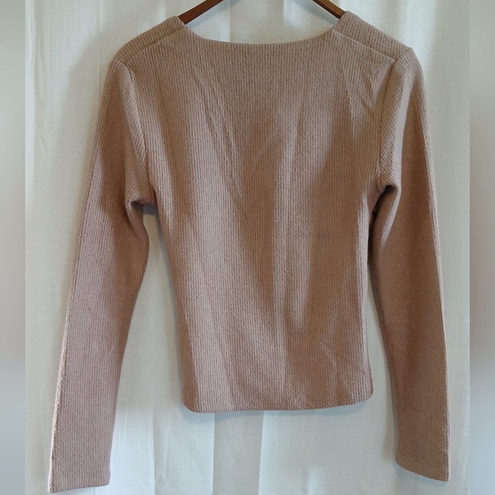 Zara Tan Ribbed Wrap Top - Picture 4 of 4